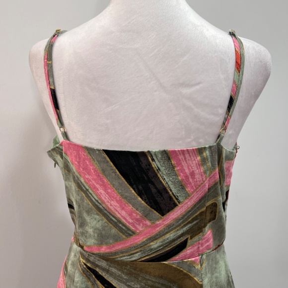 NWT Jason Wu Abstract Print Linen Blend Faux Wrap Midi Green & Pink Dress Size 4 - Picture 7 of 15